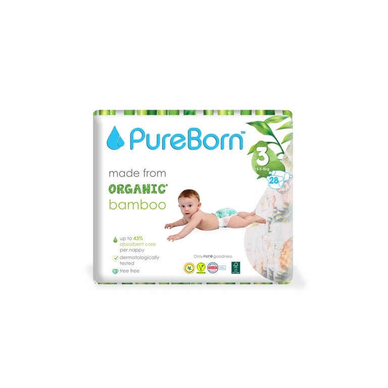 PUREBORN PAÑALES T3 - 5,5-8 KG 28 u.